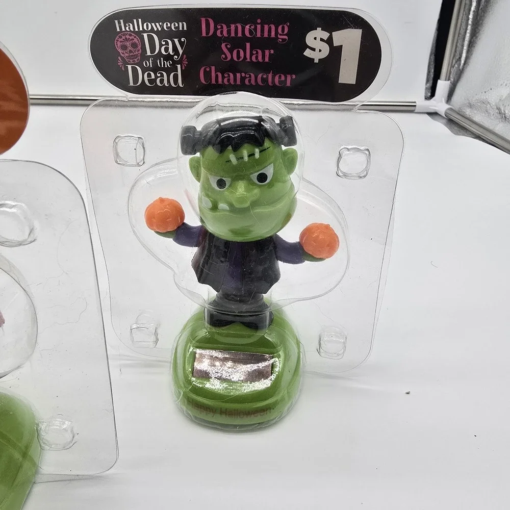 Lot 4 Solar Power Dancing Halloween‎ Figures 2 Pumpkin Frankenstein Zombie Ghost